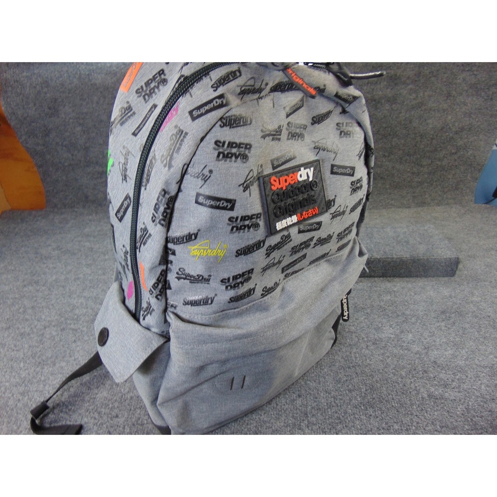 Superdry Backpack Mens One Size M91804MU Grey Black Logo Print Outdoor Originals